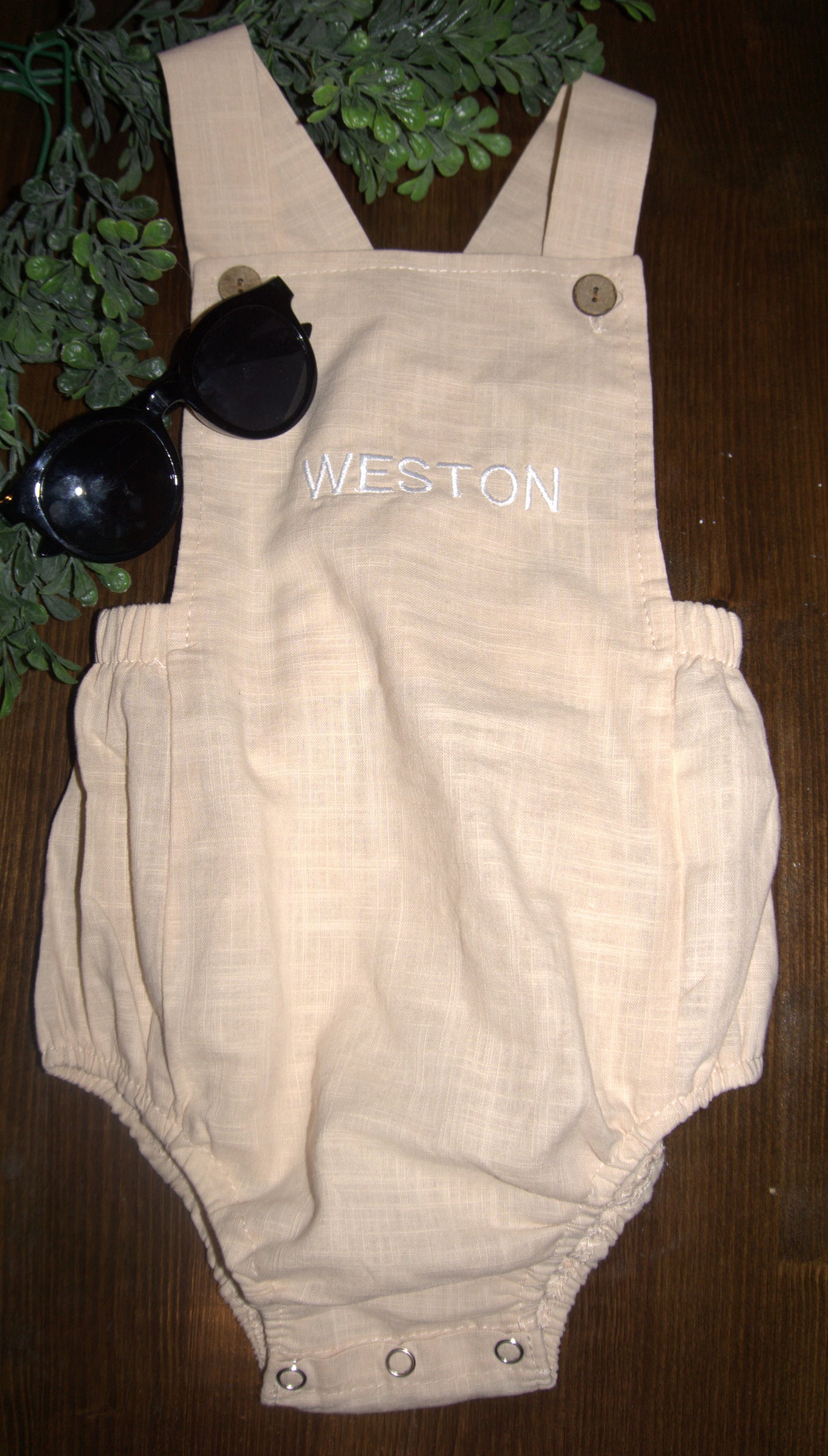 Bubble Onesie/Romper (apricot) Summer Casual (cotton) Embroidered Block Name