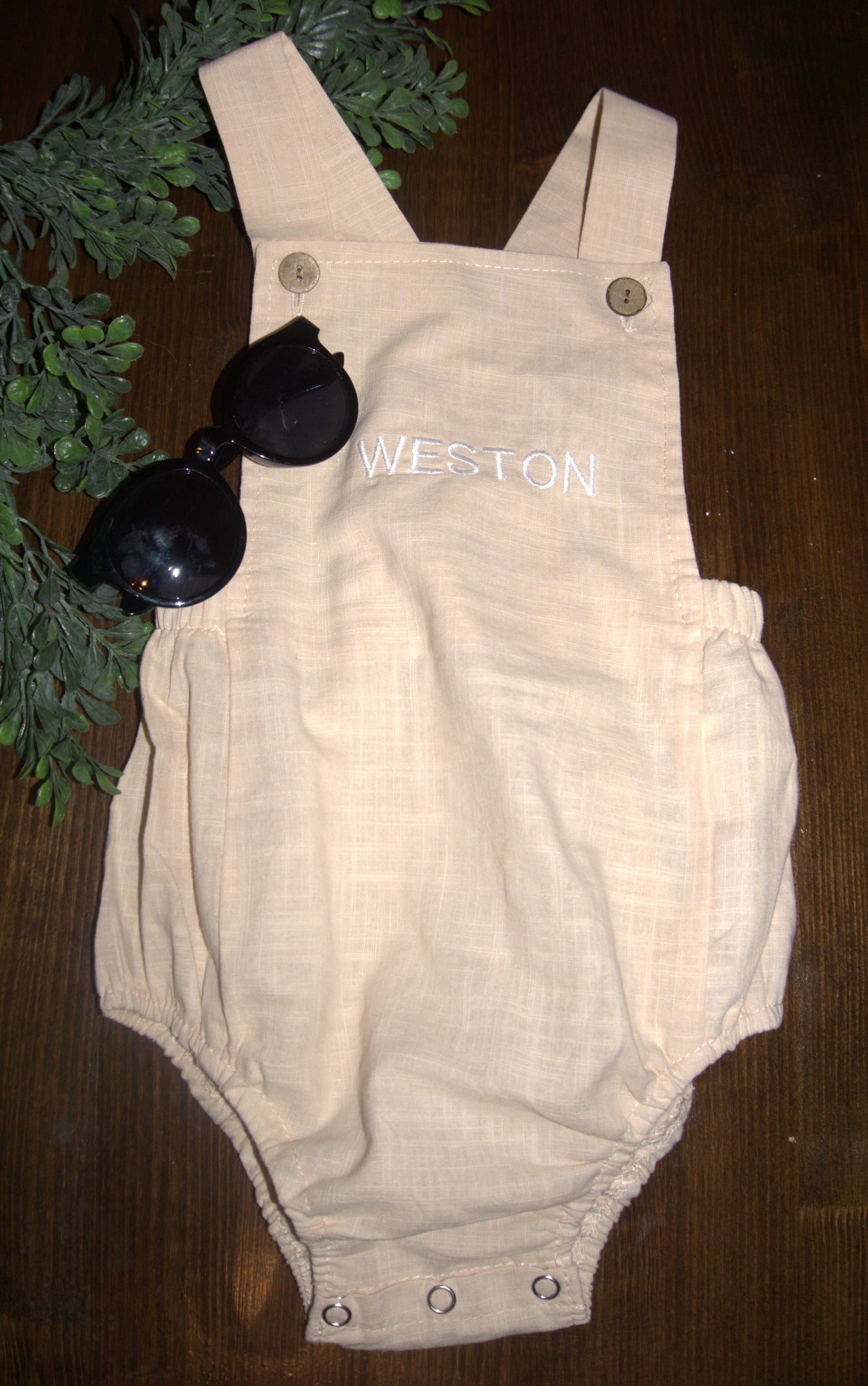 Bubble Onesie/Romper (apricot) Summer Casual (cotton) Embroidered Block Name