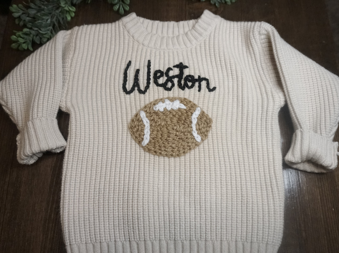 Personalized Sweater (cotton) - Name/Script Style with Football