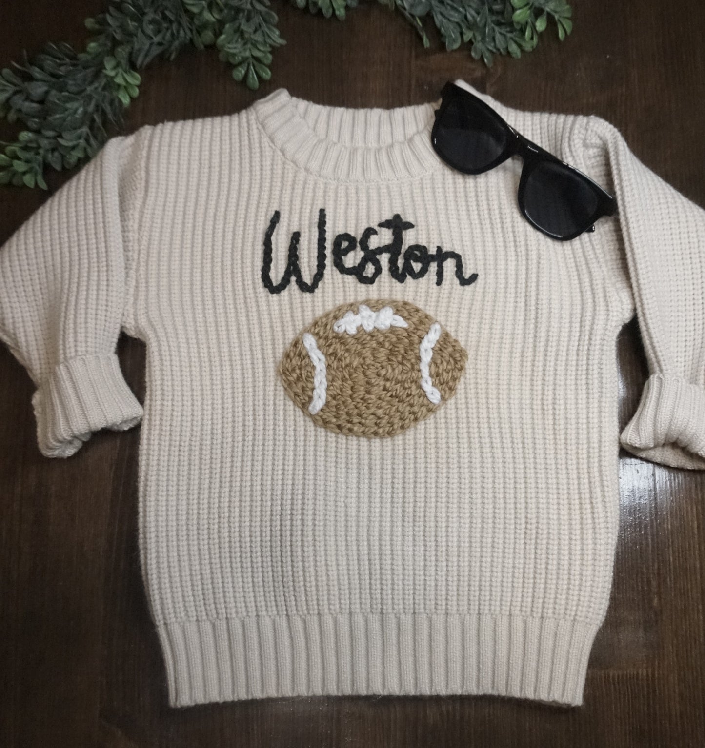 Personalized Sweater (cotton) - Name/Script Style with Football