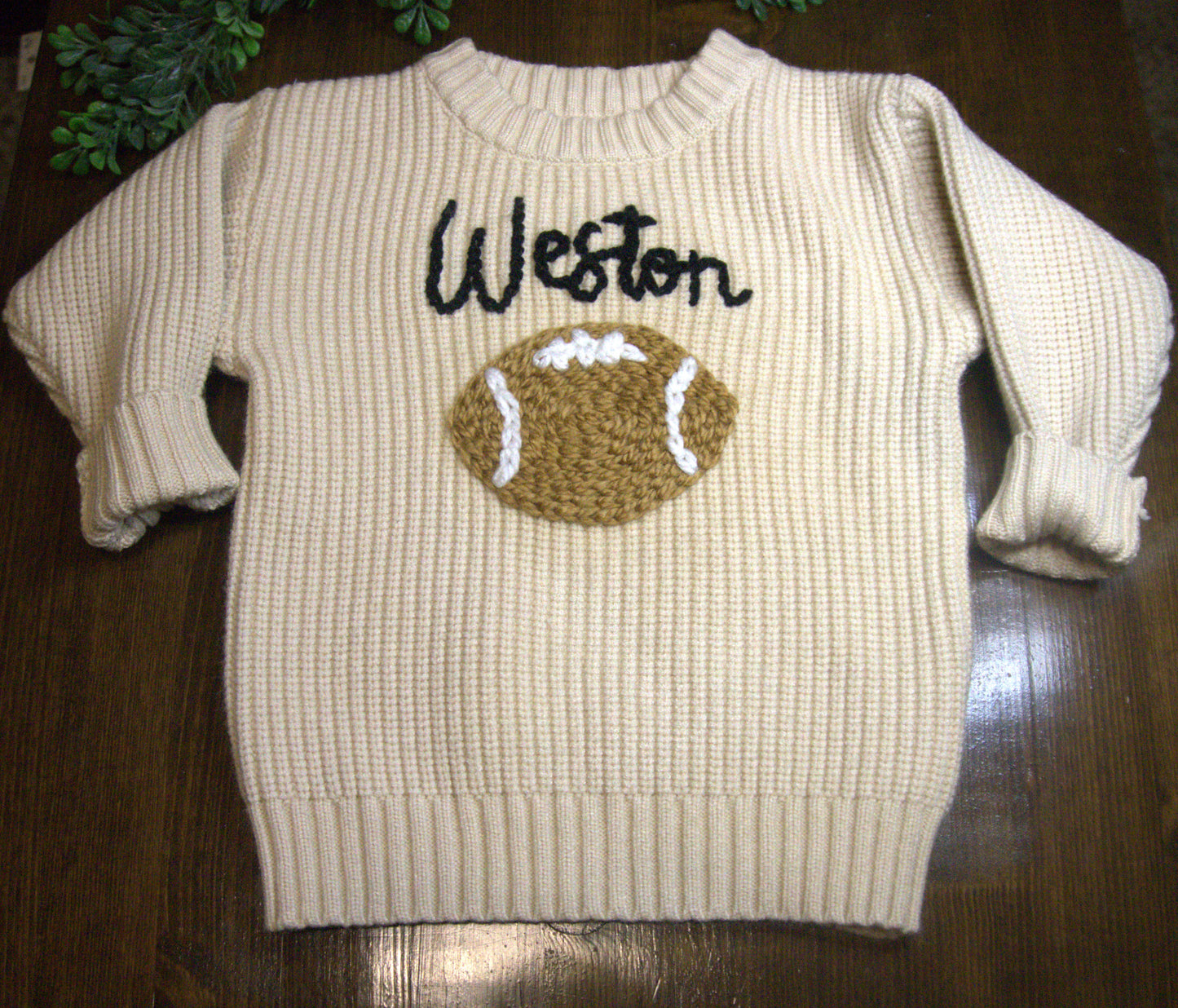 Personalized Sweater (cotton) - Name/Script Style with Football