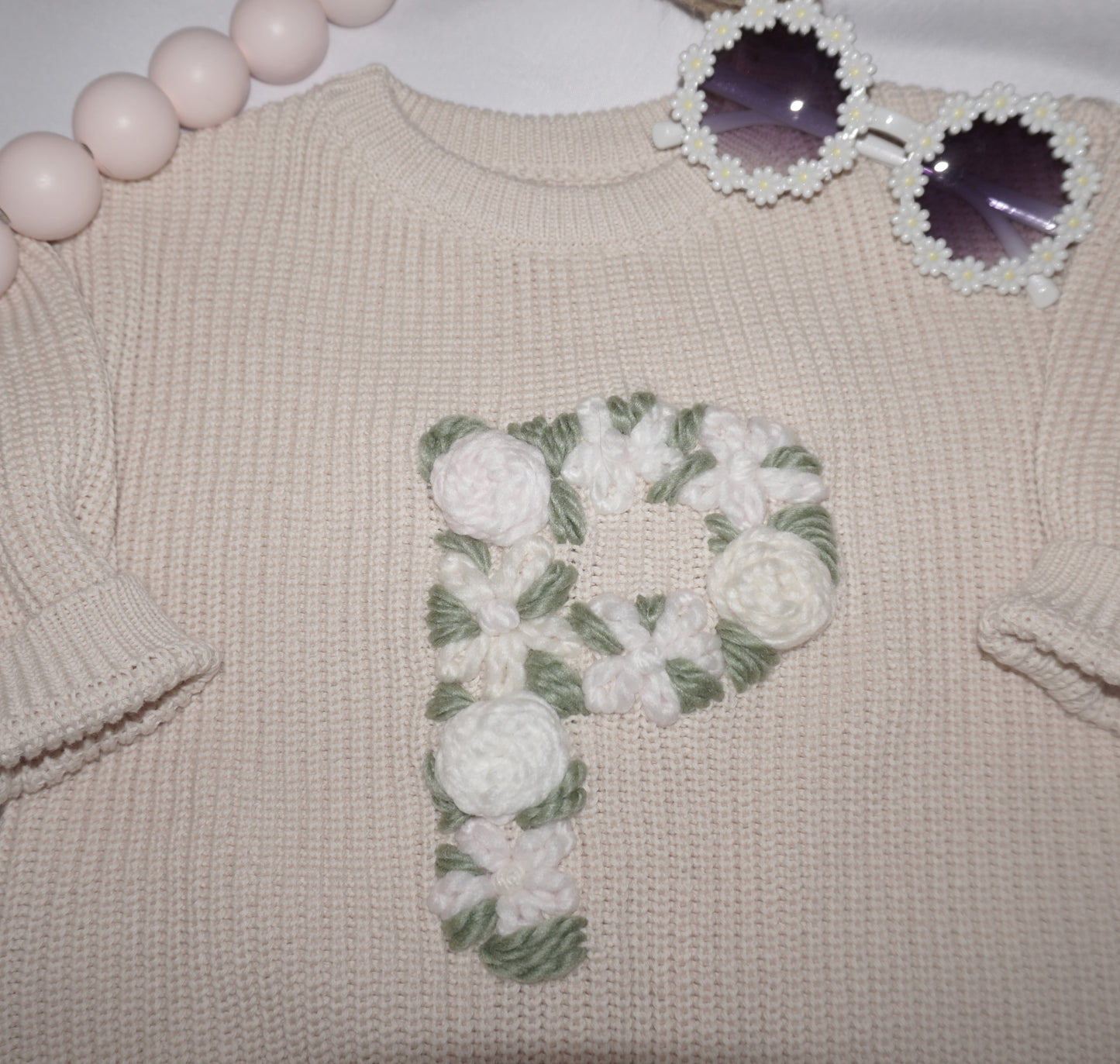 Personalized Onesie Sweater (cotton) Initial/Floral or Name/Script