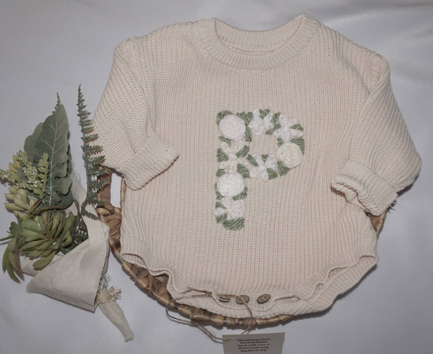 Personalized Onesie Sweater (cotton) Initial/Floral or Name/Script