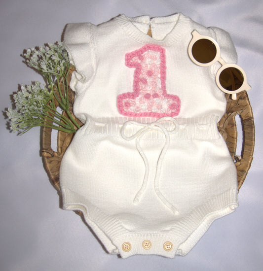 Personalized Onesie Spring/Summer Sweater Flying Sleeves (cotton) Floral Number or Initial.