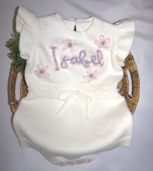 Personalized Onesie Spring/Summer Sweater Flying Sleeves (cotton) Name/Script (2 colors).