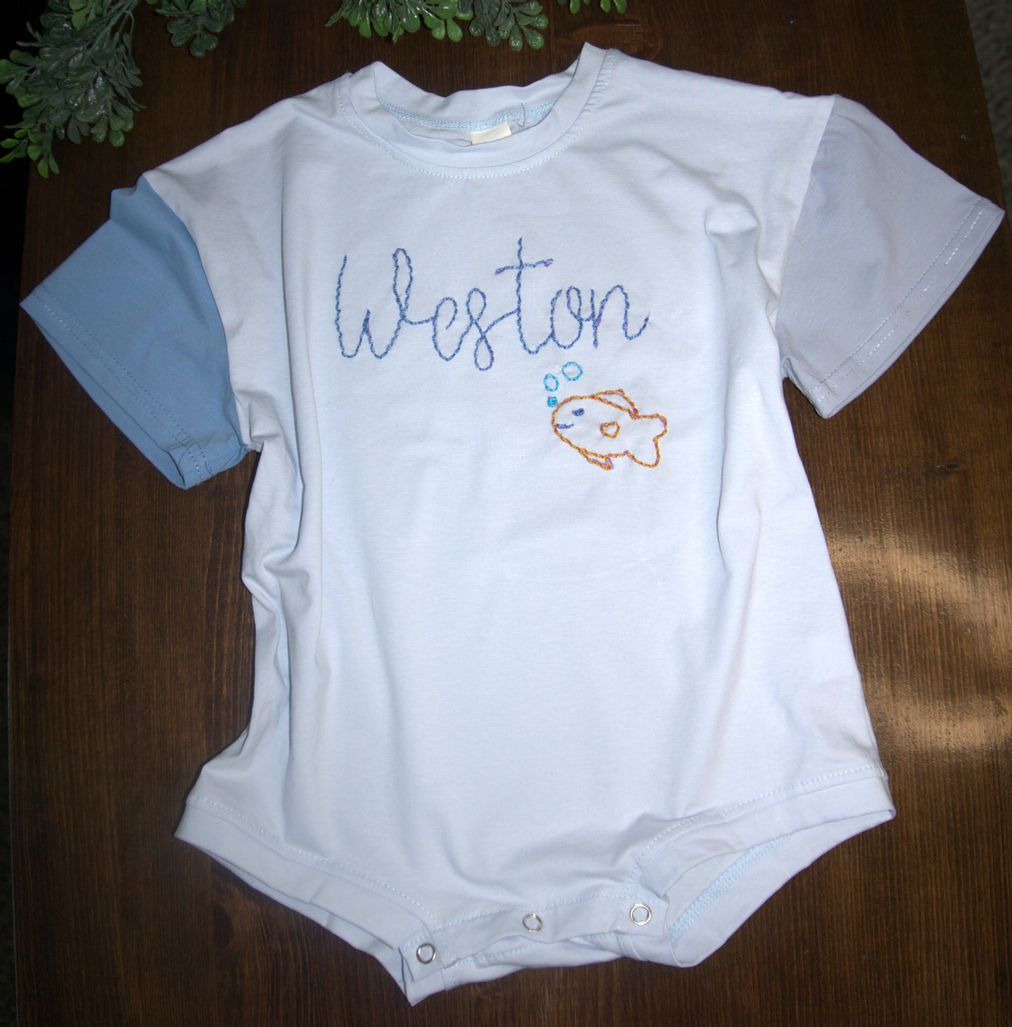 Summer Short Onesie with short sleeves (cotton) - Name/Script (Boy or Girl)