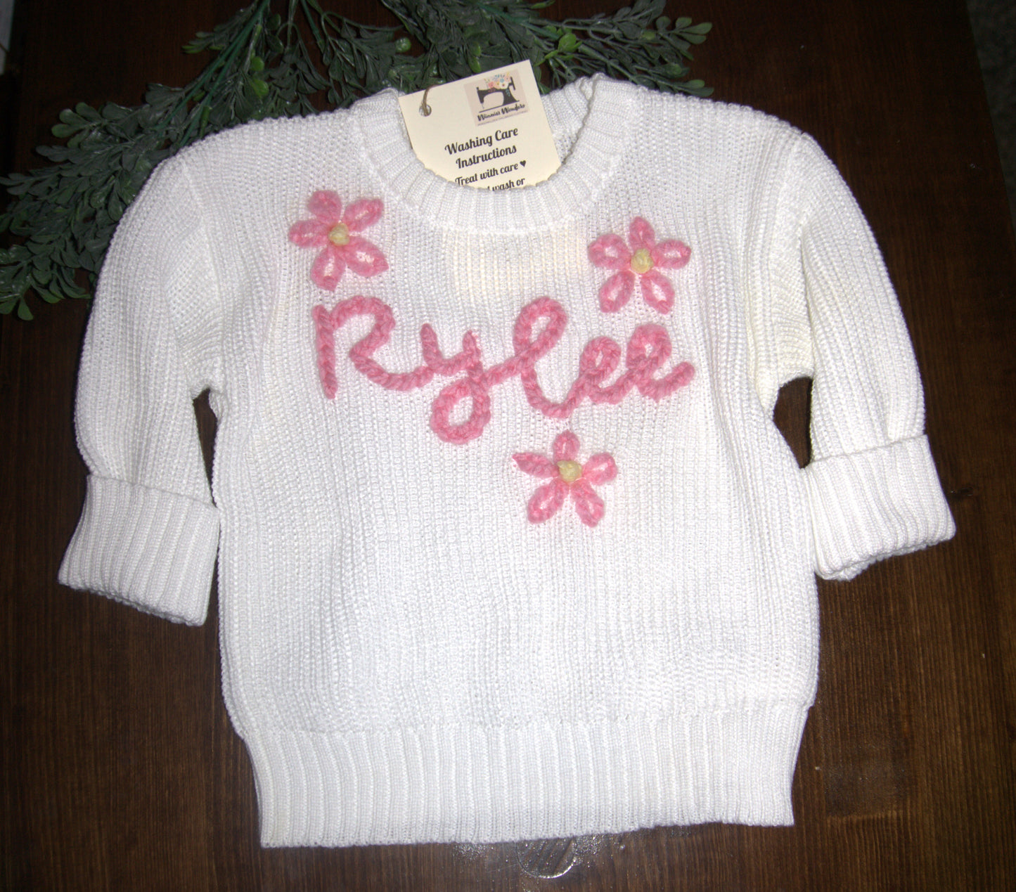 Personalized Sweater (cotton) - Name/Script with flowers