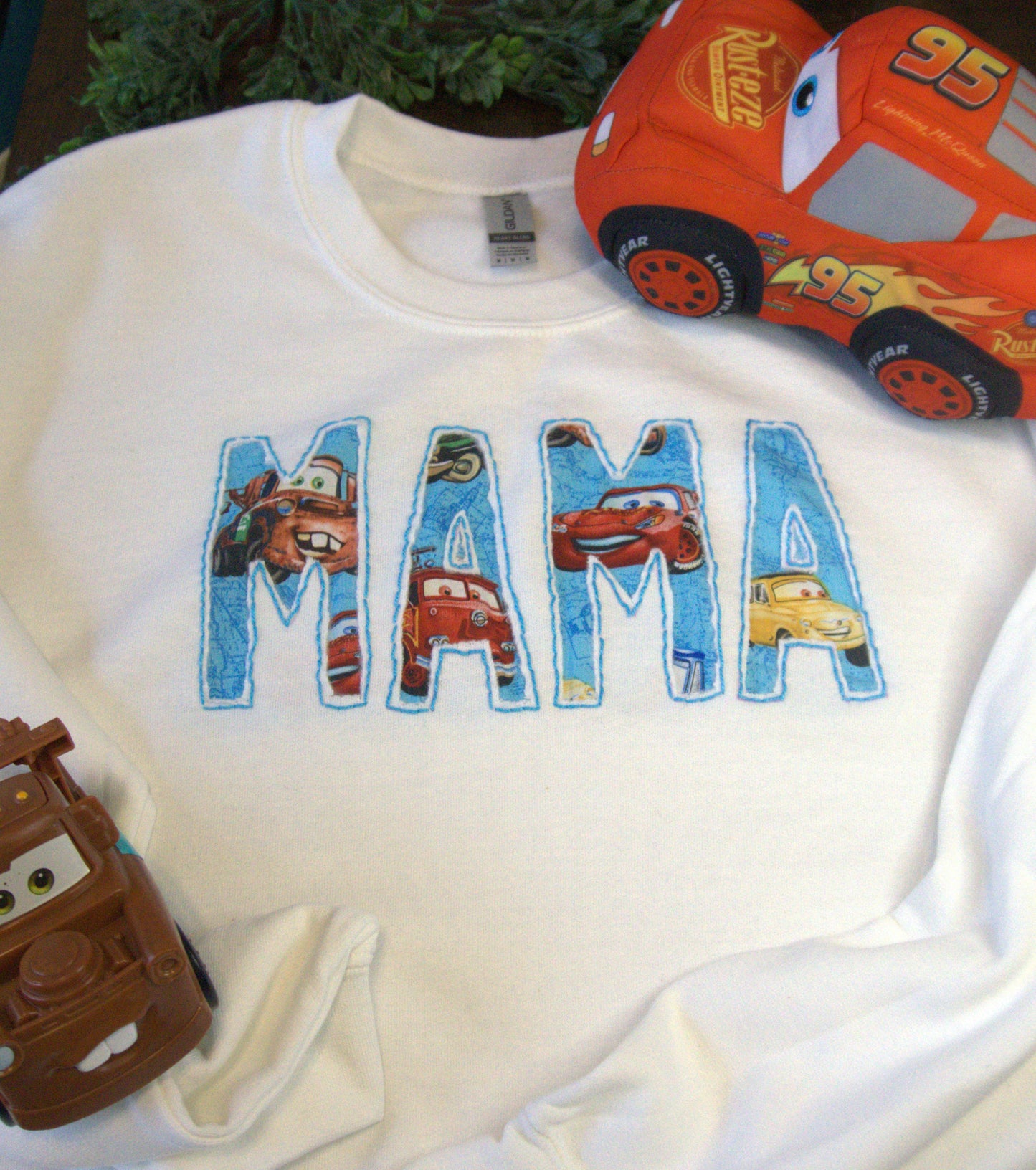 MAMA Sweatshirt - Customized Letters (Shown - Disney Cars)