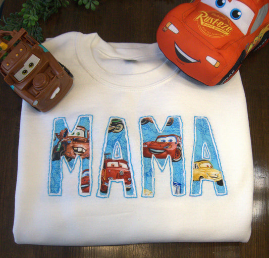 MAMA Sweatshirt - Customized Letters (Shown - Disney Cars)