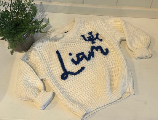 Personalized Sweater (cotton) - Name/Script with college logo if possible