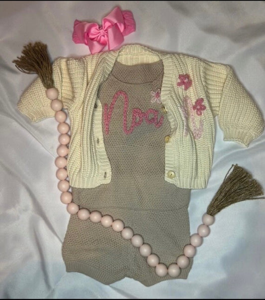 Personalized Cardigan - Initial with flowers (Cardigan only)
