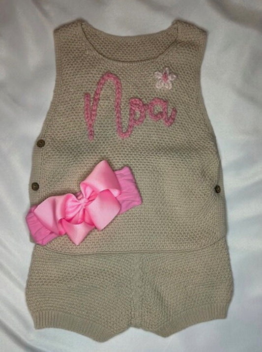 Personalized Cotton Spring/Summer Set - Name/Script with Flowers (Cardigan sold separate)