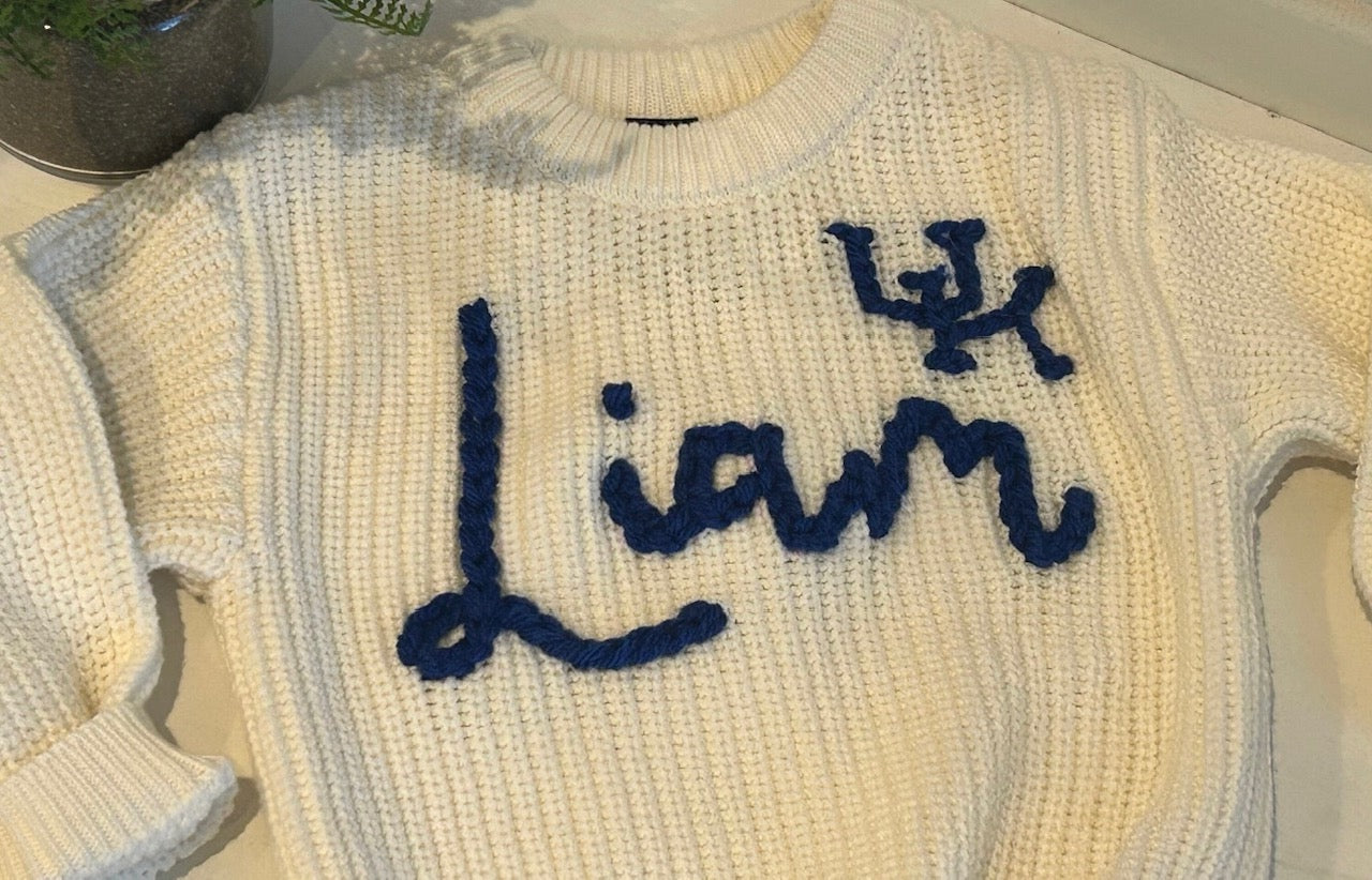 Personalized Sweater (cotton) - Name/Script with college logo if possible