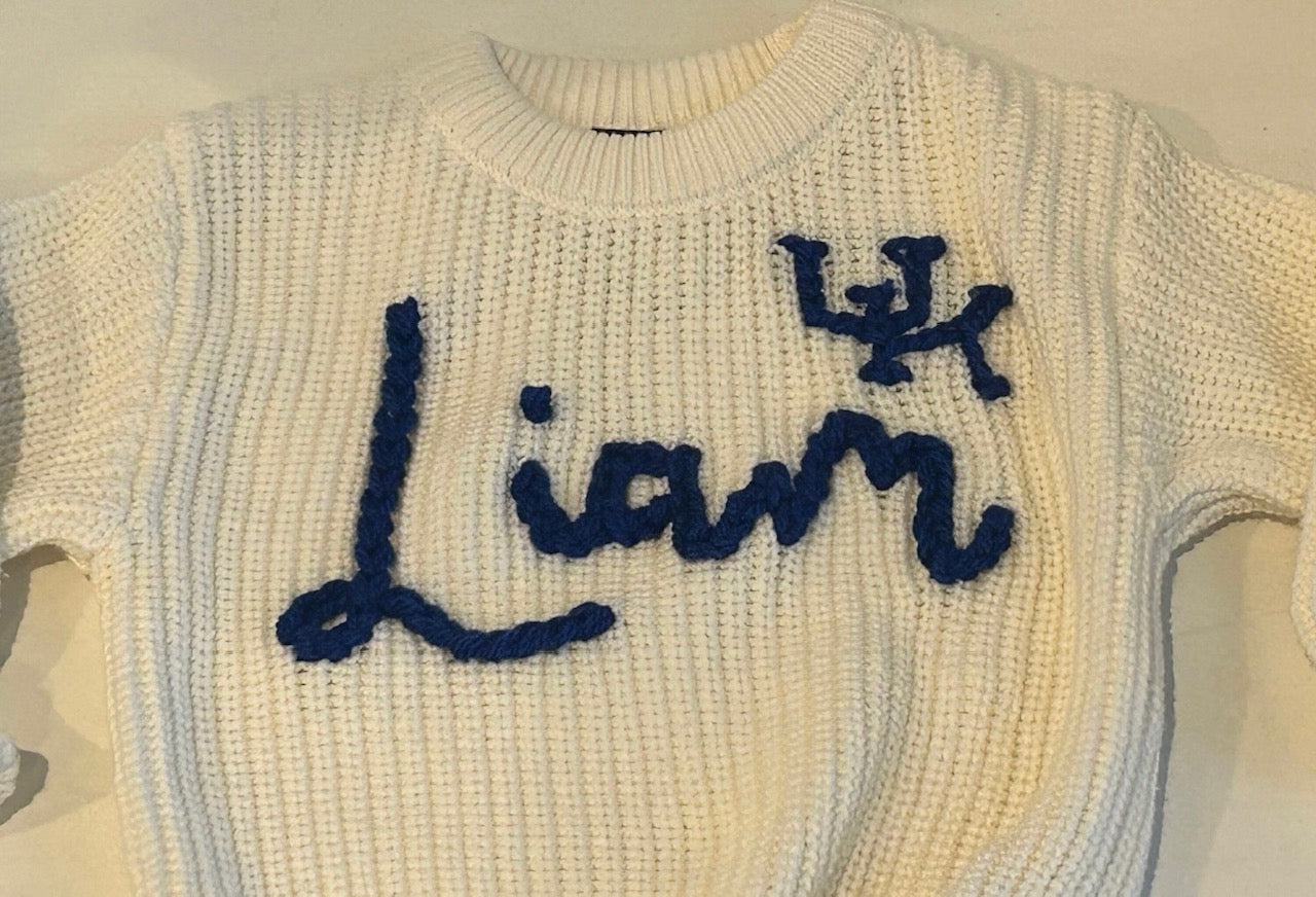 Personalized Sweater (cotton) - Name/Script with college logo if possible