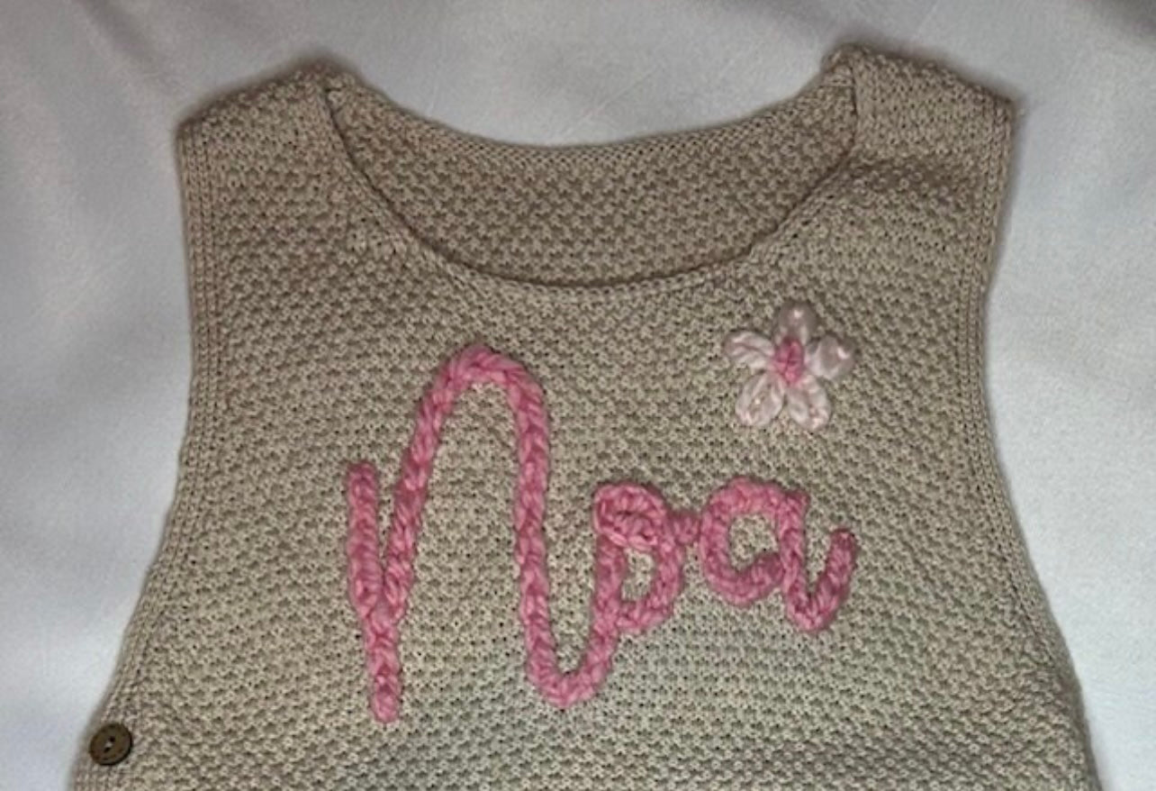 Personalized Cotton Spring/Summer Set - Name/Script with Flowers (Cardigan sold separate)