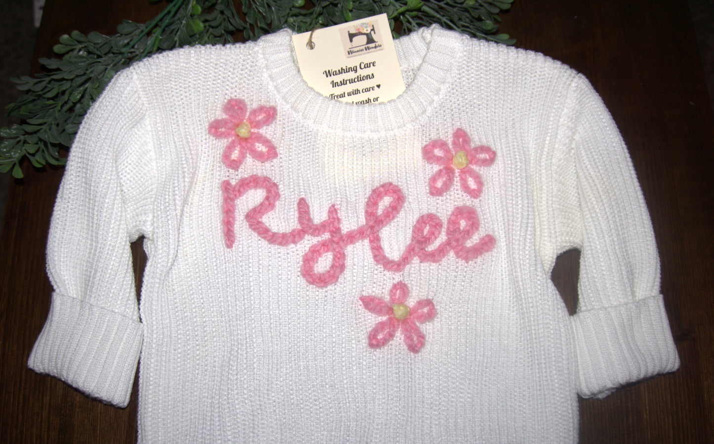 Personalized Sweater (cotton) - Name/Script with flowers