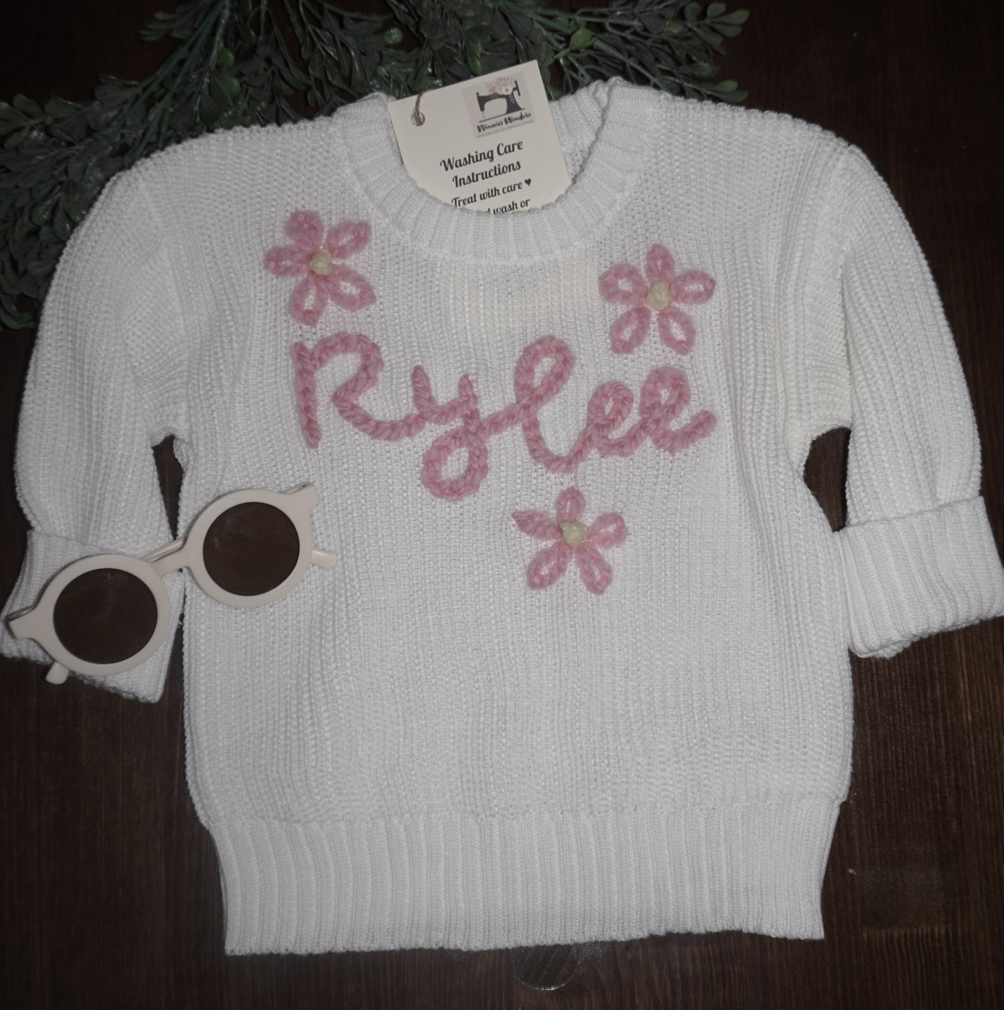 Personalized Sweater (cotton) - Name/Script with flowers