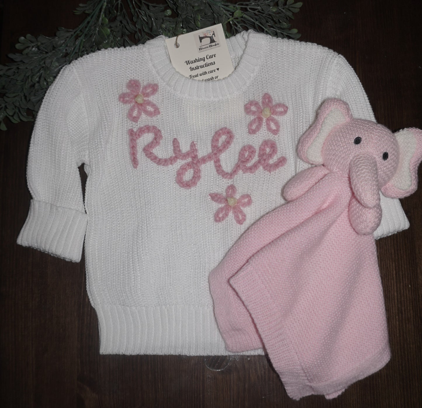 Personalized Sweater (cotton) - Name/Script with flowers